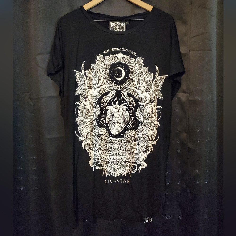 Killstar Black T-Shirt with Celestial Graphic